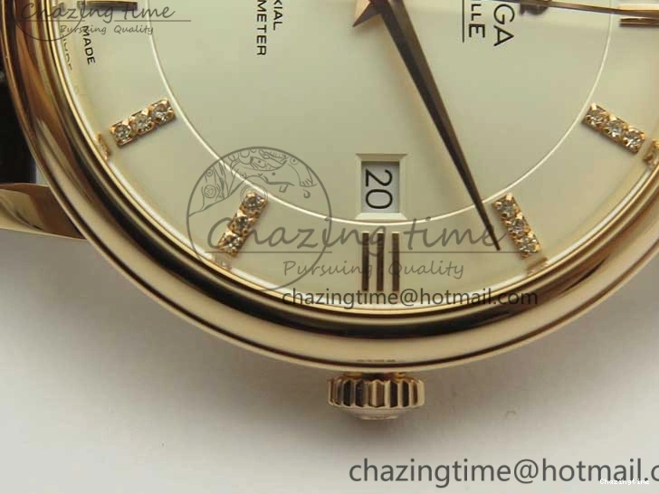 0124 Durable De Ville RG MKF 1:1 Best Edition Silver Dial Diamonds Markers on Brown Leather Strap MIYOTA 9015 V 8047